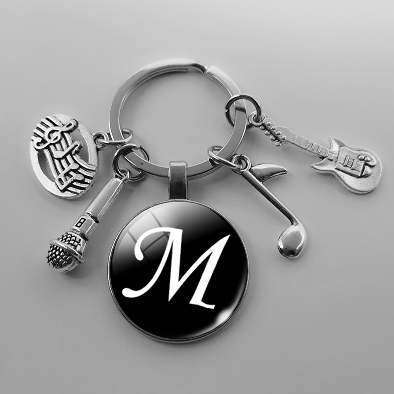 Musical Instrument Old - Music teacher A-Z letter glass keychain